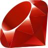 An image of the Ruby programming language icon: A ruby